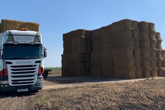 Glover Haulage lorry ready to transport stacked bales