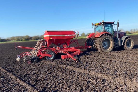 Seed drilling by our Case Puma with Horsch Drilling machinery.